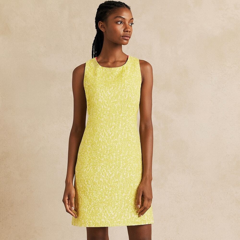Elie Tahari Spring Green Silk Blend Shift Sheath Dress S